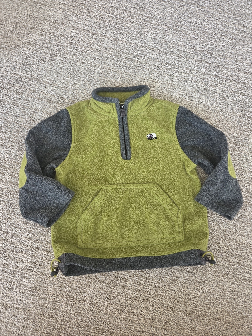 Janie and Jack Olive Green and Gray Quarter-Zip Fleece Pullover
